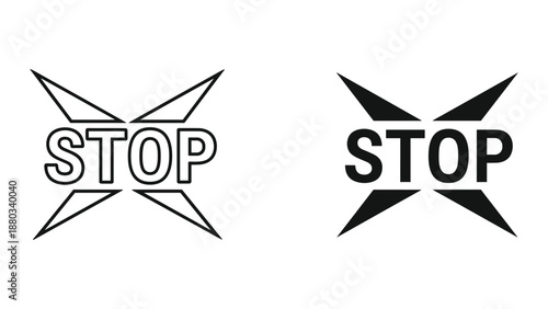 Stop sign illustration with different styles