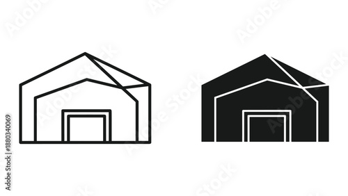Simple black and white barn icon