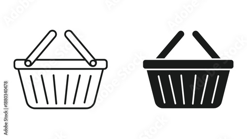 Shopping basket icon set on white background