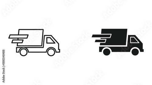 Delivery truck icons with opened cargo