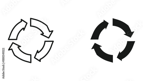 Recycle symbol icon set for reuse and sustainability