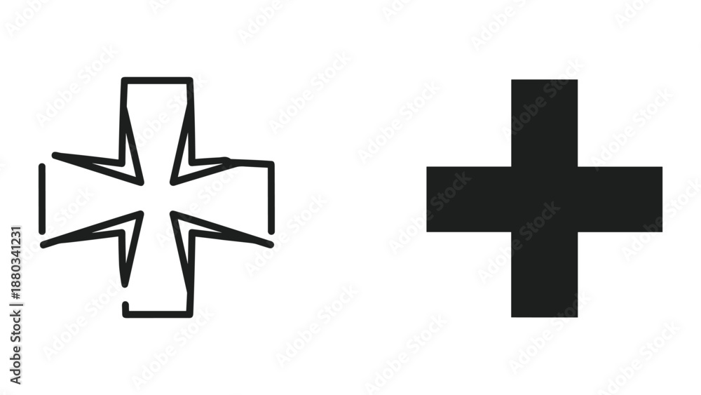 Fototapeta premium Simple black cross symbols on white background