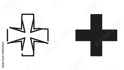 Simple black cross symbols on white background