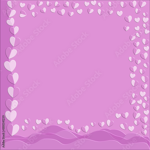 pink background with a frame for making valentine's card.The feeling of love.