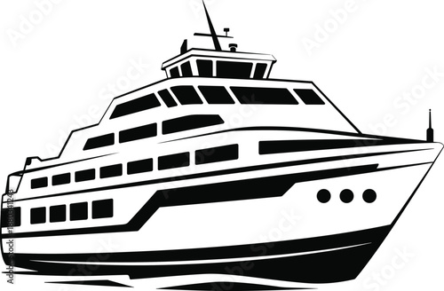 Passenger ship illustration, ferry design, maritime transport, ocean travel, nautical graphic, vessel silhouette, cruise liner, sea journey, ship structure, water motion
