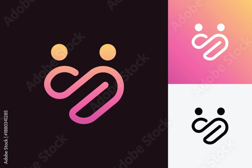 Abstract People Love Infinity Logo Icon Design. Modern Human Relationship Concept Symbol for Dating, Community, Social App, and Brand Identity Logo