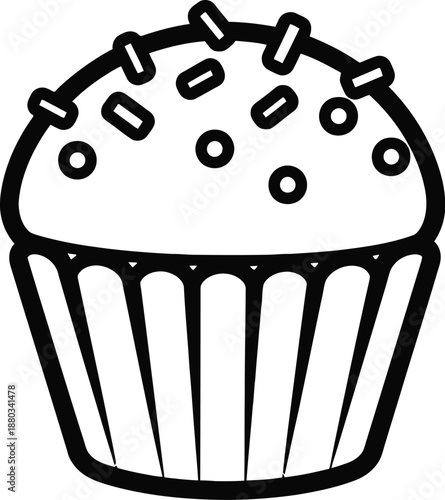 Delicious cupcake with sprinkles and frosting