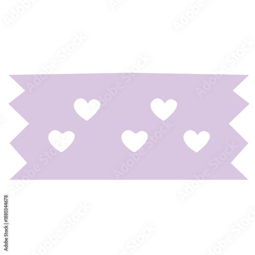Lavender ribbon with scattered white hearts sticker for wedding themes, scrapbooking, or romantic digital journaling designs.