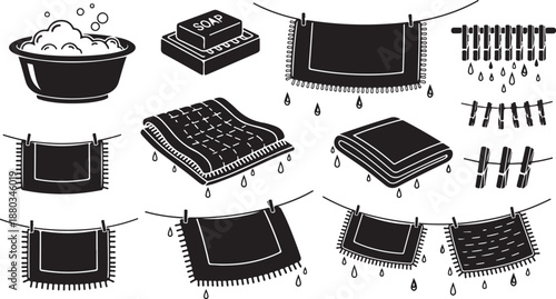 Laundry Day Essentials and Clothes Drying Methods Illustrated