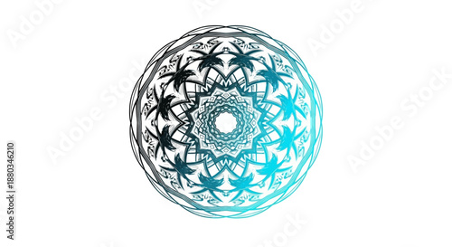 Intricate Mandala Design with Swirling Patterns in Black and Blue Tones for Artistic Inspiration