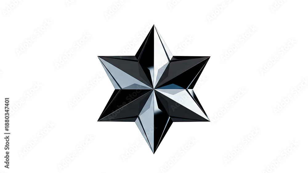 Obraz premium Glossy Black Six-Pointed Star