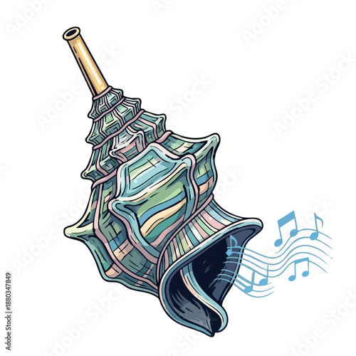 vector of Seashell shaped musical instrument