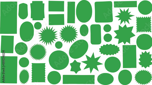 Collection of various green shapes on white background