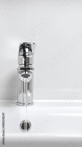 Wallpaper Mural Water running from Faucet tap. Nobody. Vertical footage Torontodigital.ca