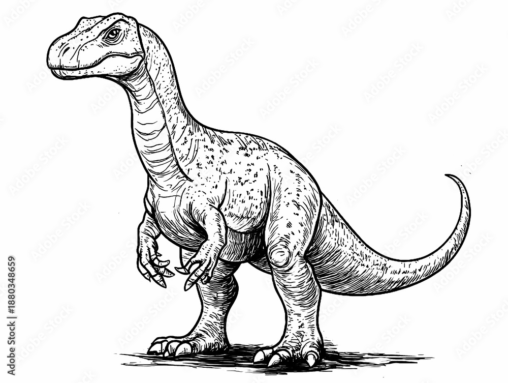 Obraz premium Abelisaurus Dinosaur Coloring Page Line Art Illustration - Isolated on White
