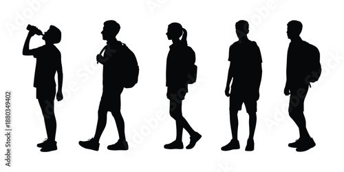 Minimalist Human Figures Silhouette Pack - Outdoor Adventure and Lifestyle Elements