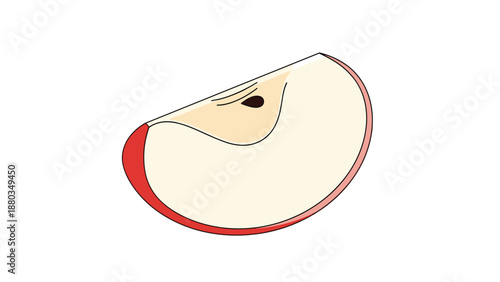Fresh red apple slice with visible seeds isolated on a clean white background suitable for healthy eating and fruit concepts.