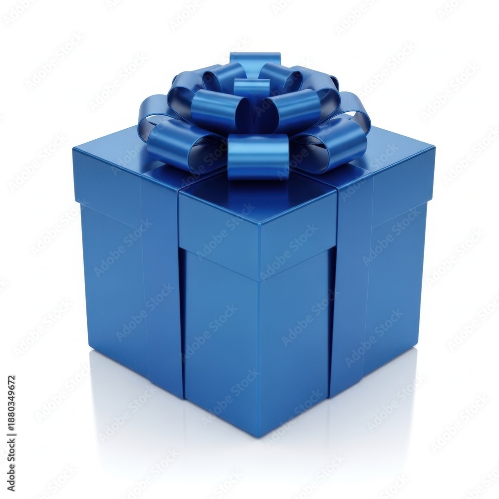Fototapeta premium Elegant blue gift box with bow on top