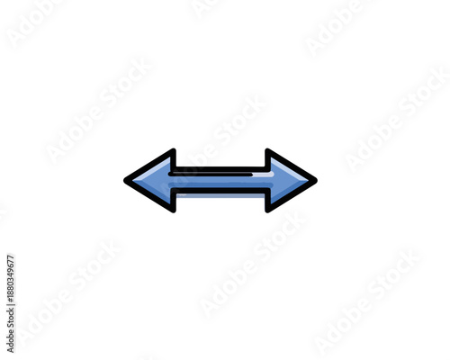白い背景に左右を指す青い両方向矢印のアイコン。方向性や選択、交換を示すシンボルとして使用できる透明感のあるグラフィック素材。