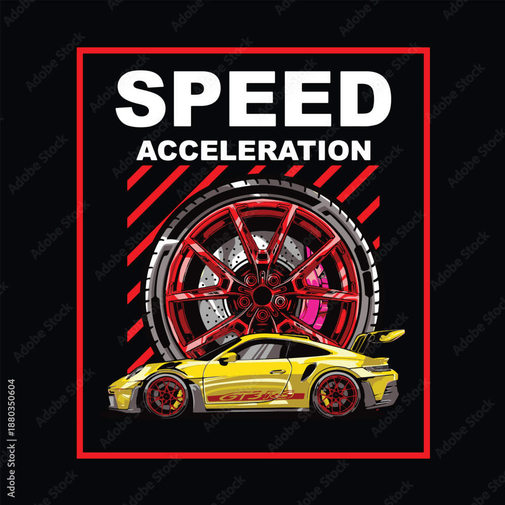 Naklejka premium Stock illustration of a sports car vector with acceleration