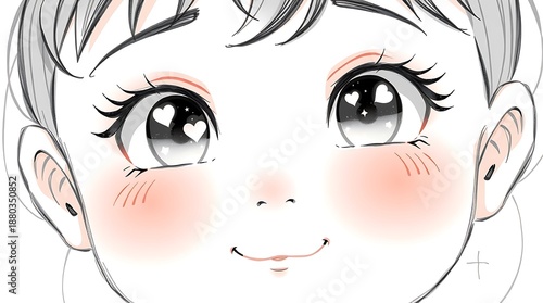 A cute anime girl with big eyes and a sweet smile