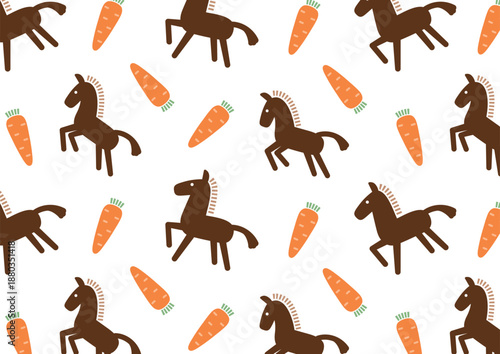 馬とにんじんの模様（not seamless）