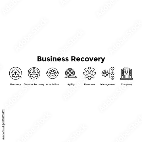 Business Recovery Banner Web Icon Vector Illustration Concept For Recovery, Disaster Recovery, Adaptation, Agility, Resource, Management, Company