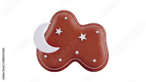 3D Rendering of a Cloud-Shaped Eye Mask with Moon and Stars