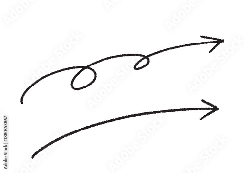 躍動感のある手書きのぐるぐる矢印セット。雑誌風の遊び心ある強調・誘導用デザインパーツ