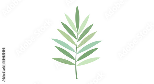 Minimalist Illustration of a Green Leaf with Multiple Joints in a Simple Design