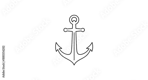 Minimalist Line Drawing of an Anchor Icon Suitable for Marine or Nautical Design