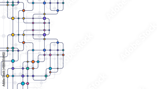 Circuit connect lines and dots. Network technology and Connection concept. Decentralized network nodes connections