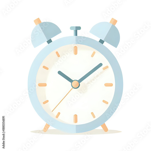 A blue alarm clock with two bells on top, showing a specific time, in a simple illustration style