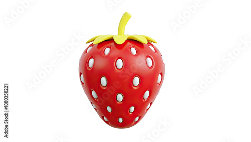 3D Rendered Cartoon Strawberry on White Background