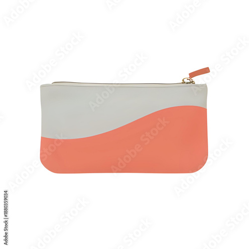 A small pouch with a wavy design and zipper closure is displayed on a plain surface