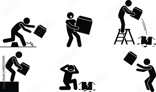 Workplace safety hazards and box handling mistakes leading to damage and injury risks