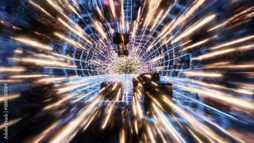 4k video of a futuristic tunnel with vibrant lights speeding through space