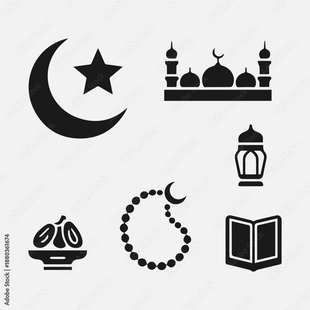 Fototapeta premium Ramadan Icon New Design Black And White