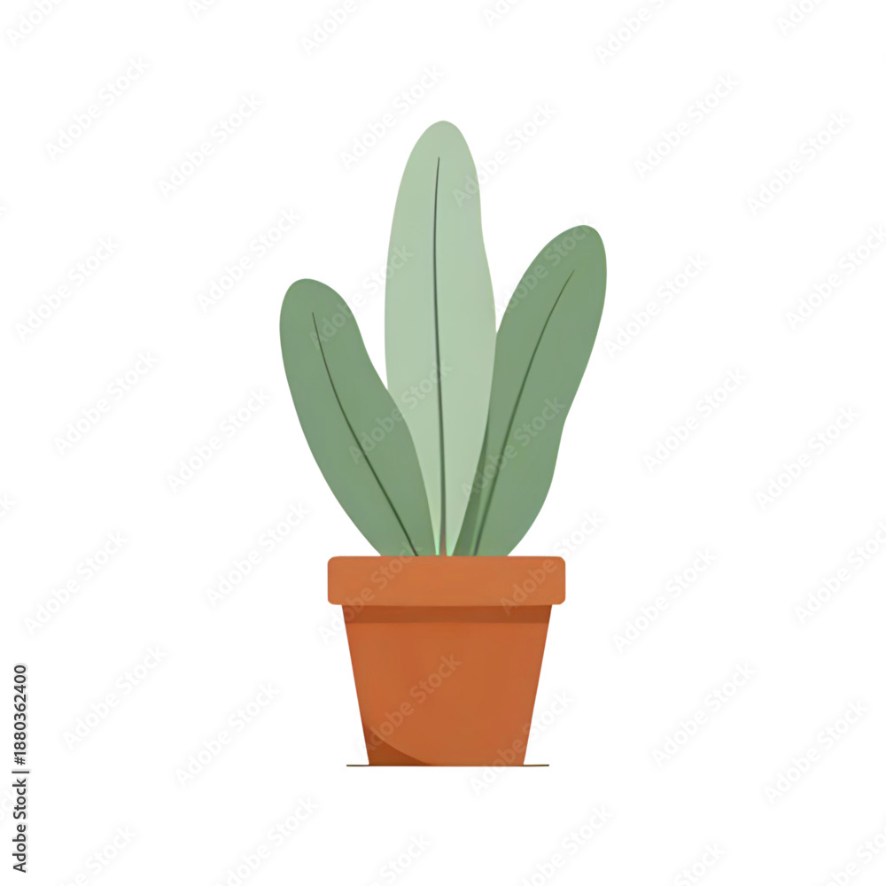Obraz premium Vector illustration of a potted cactus plant in a terracotta pot viewed from the front