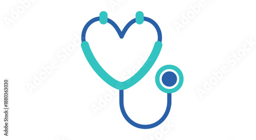 Medical Stethoscope Forming Heart Shape Vector Illustration