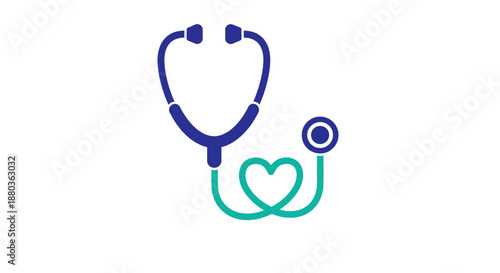 Medical Stethoscope and Heart Icon Illustration Design