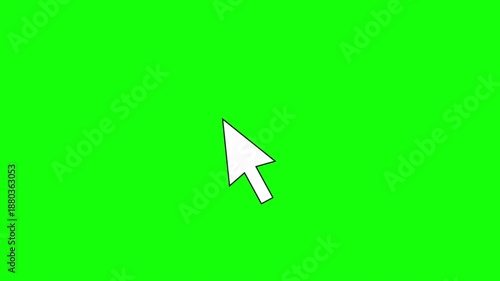 Mouse pointer cursor click press animation on green background, mouse pointer cursor clicking with gesture spark icon animated with alpha channel.
