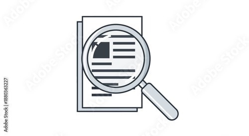 Magnifying glass examining document details closely on paper