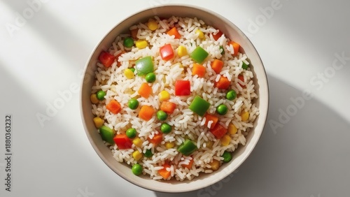 Vegetable Rice in Bowl with Colorful Veggies