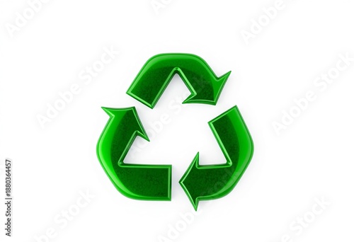 Green recycle symbol vector illustration on a white background representing an eco sign and conservation icon for environmental protection and waste reuse