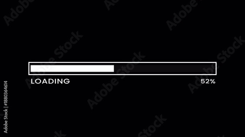 Loading progress bar animation from 0 to 95% on transparent background, Loading bar failed on 95% uncomplete animated with alpha channel.