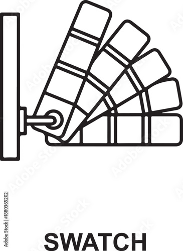 Swatch color palette sample viewer fan guide handheld booklet displaying various paint colors for selection and design projects outline illustration