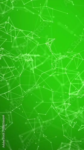 Wallpaper Mural Green graphic plexus background with moving lines and dots, abstract futuristic network backdrop. Seamless loop. Vertical footage Torontodigital.ca