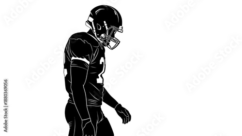 American Football Player Silhouette Illustration.