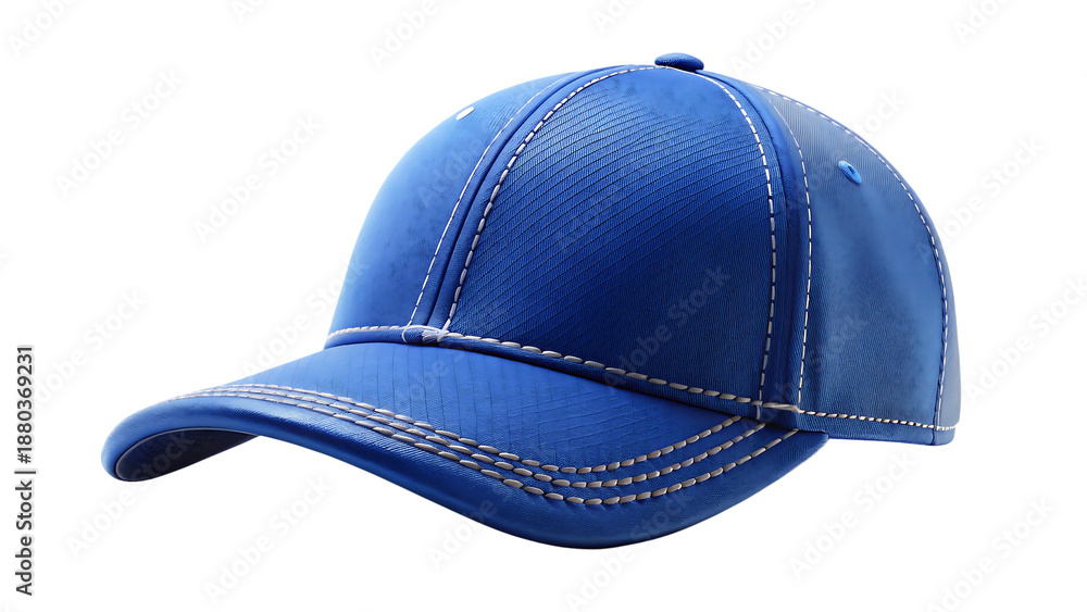Fototapeta premium a single, vibrant blue baseball cap, displayed on a transparent background